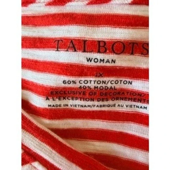 Talbots Woman's Red White Striped Top NWT Size 1X - Picture 8 of 9